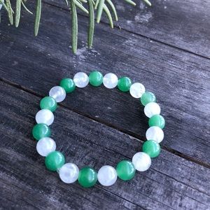 New Green Aventurine & White Quartz Bracelet 💚🤍